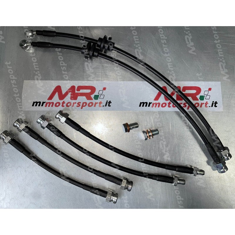 Kit 6 tubi freno aeronautici in treccia per Fiat Abarth 500 / 595 / 695 - 6 pezzi (2 ANTERIORI + 4 POSTERIORI ) - Extreme Italia