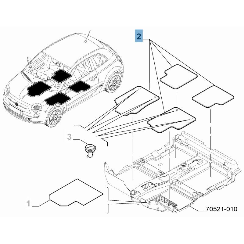 Kit tappeti in moquette per Abarth 500 ORIGINALI Cambio MTA