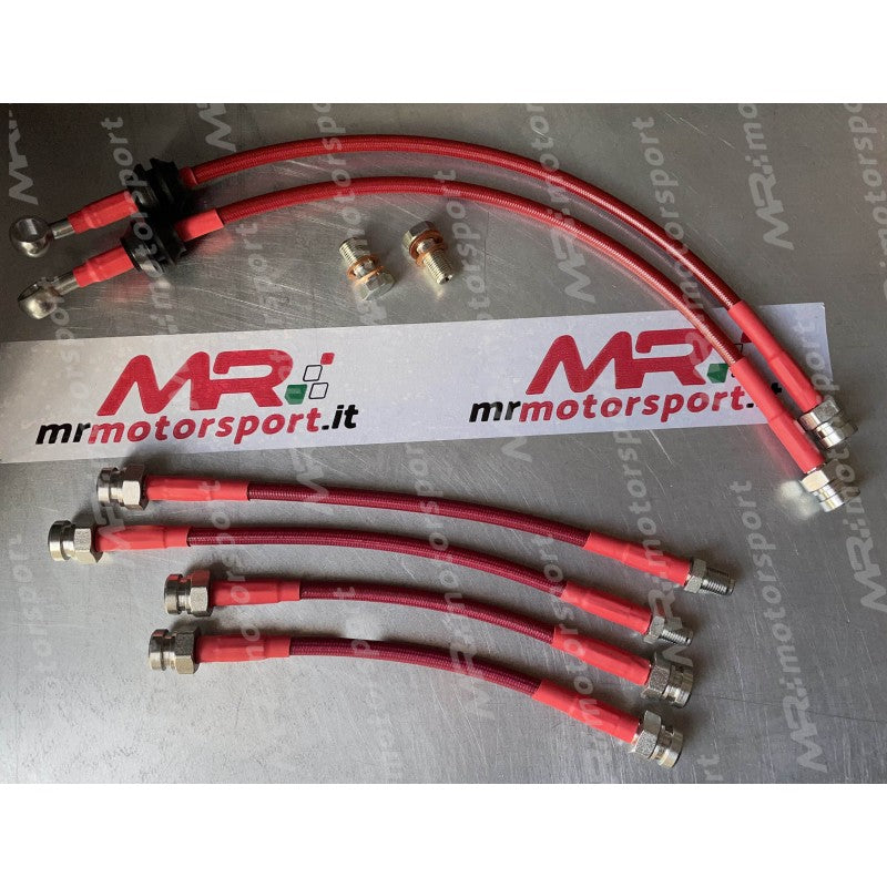 Kit 6 tubi freno aeronautici in treccia per Fiat Abarth 500 / 595 / 695 - 6 pezzi (2 ANTERIORI + 4 POSTERIORI ) - Extreme Italia