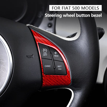 Cover pulsanti volante; Coppia - Carbonio Nero o Rosso - Fiat 500 Abarth Pre Restyling