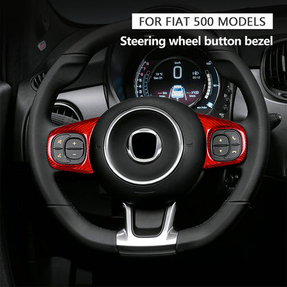 Cover per pulsanti volante; Coppia - Carbonio Nero o Rosso - Fiat 500 Abarth Restyling