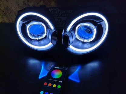 Coppia di fari Alogeni lenticolari BLACK BAD LOOK E STRIP LED - 500 Abarth