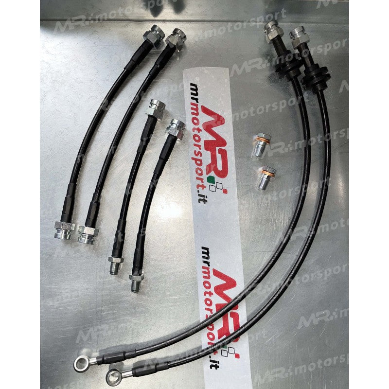 Kit tubi freno aeronautici in treccia per Grande punto Abarth / Punto Evo Abarth - 6 pezzi (2 ANTERIORI + 4 POSTERIORI )