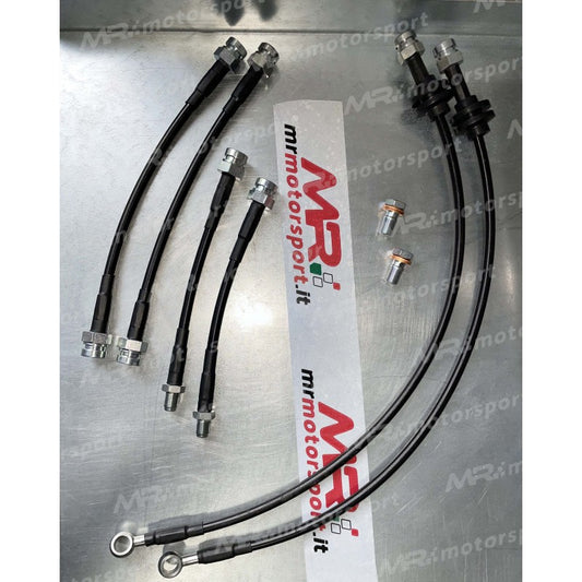 Kit tubi freno aeronautici in treccia per Grande punto Abarth / Punto Evo Abarth - 6 pezzi (2 ANTERIORI + 4 POSTERIORI )