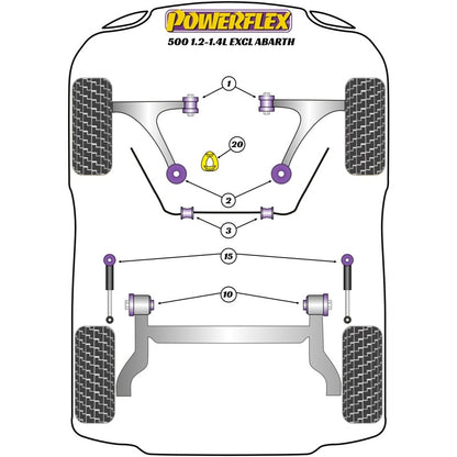 POWERFLEX 500 Abarth Boccola barra stabilizzatrice anteriore diam.20mm PFF16-503-20BLK (BLACK SERIES)